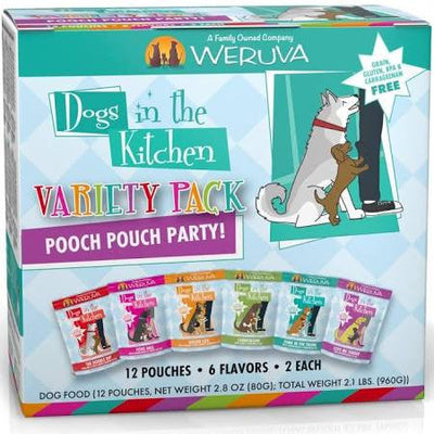 Weruva Dogs In The Kitchen Grain Free Pooch Pouch Party! Variety Pack Wet Dog Food Pouches - 2.8 - oz Case Of 12 - {L