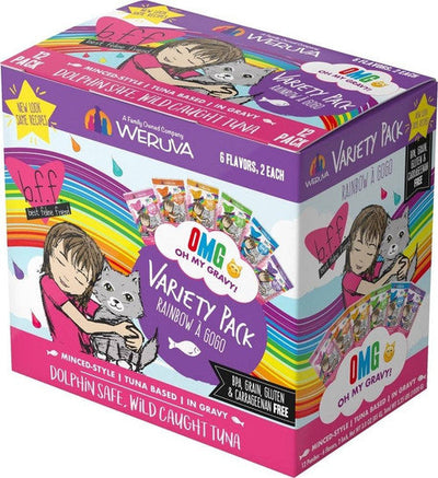 Weruva Grain Free Bff Omg Rainbow A Go Cat Variety Pouches Pack - 3 - oz Case Of 12 - {L + x}