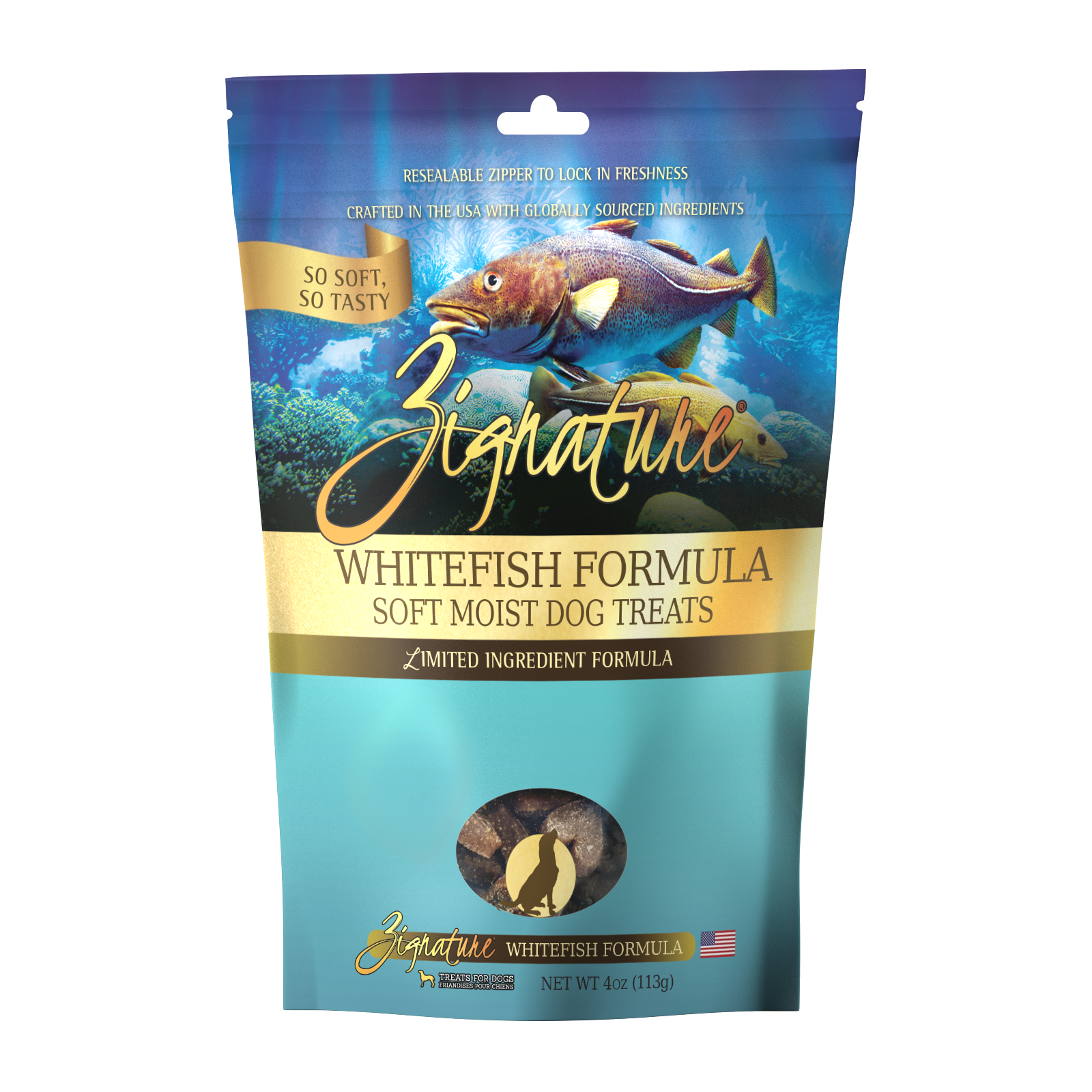 Zignature Whitefish Soft Moist Treats Dog 4 oz