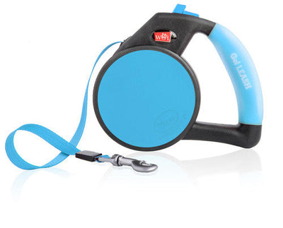 Wigzi Gel Handle Reflective Tape Retractable Leash Medium Blue - Dog