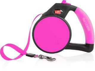 Wigzi Gel Handle Reflective Tape Retractable Leash Medium Pink {L-x} 748055 019962072444