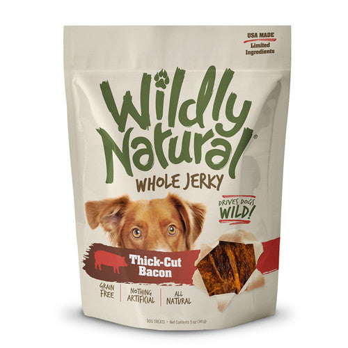 Wildly Natural Whole Jerky Strips Grain - Free Dog Treats Thick Cut Bacon 5oz