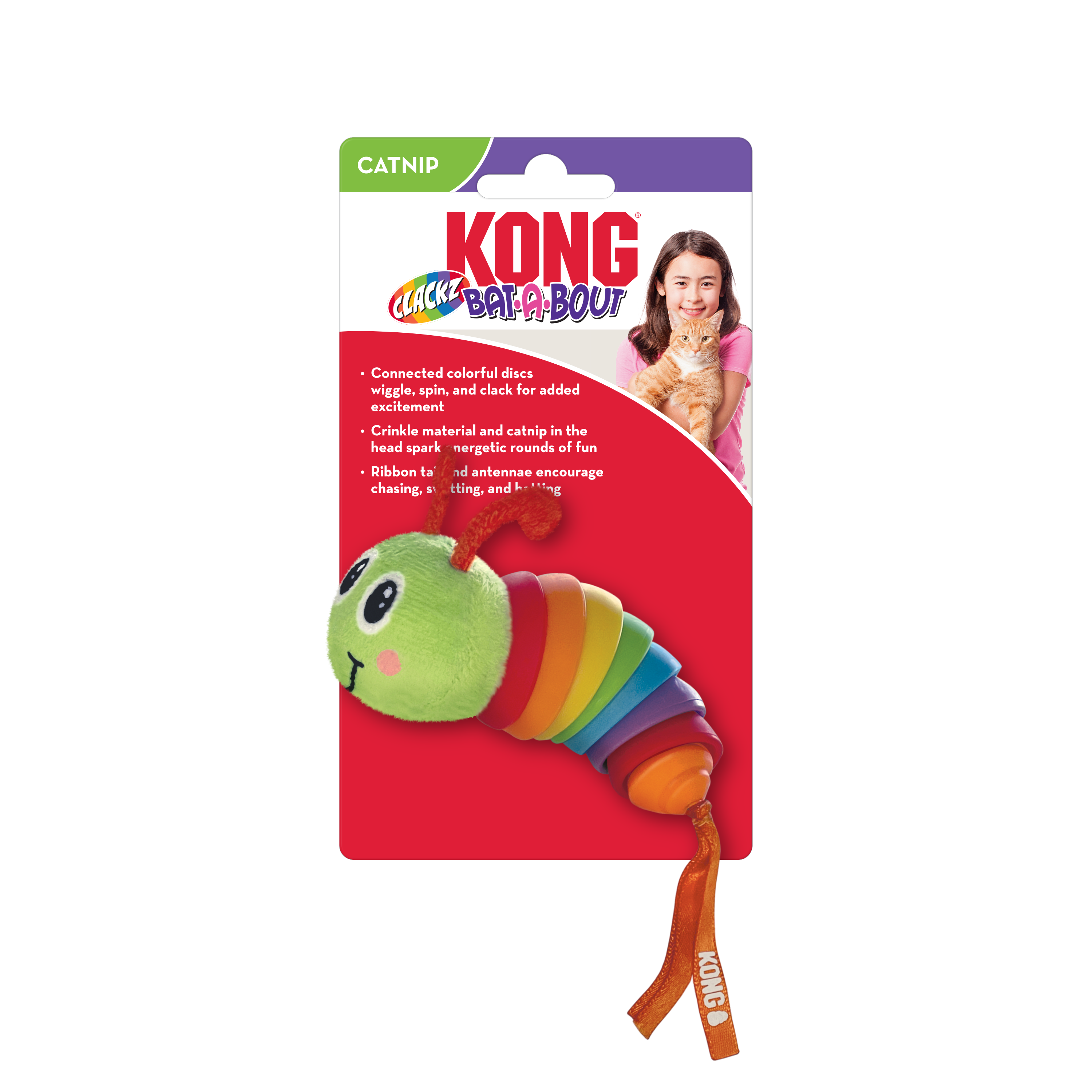 KONG Bat-A-Bout Clackz Caterpillar Cat Toy – Pets Warehouse