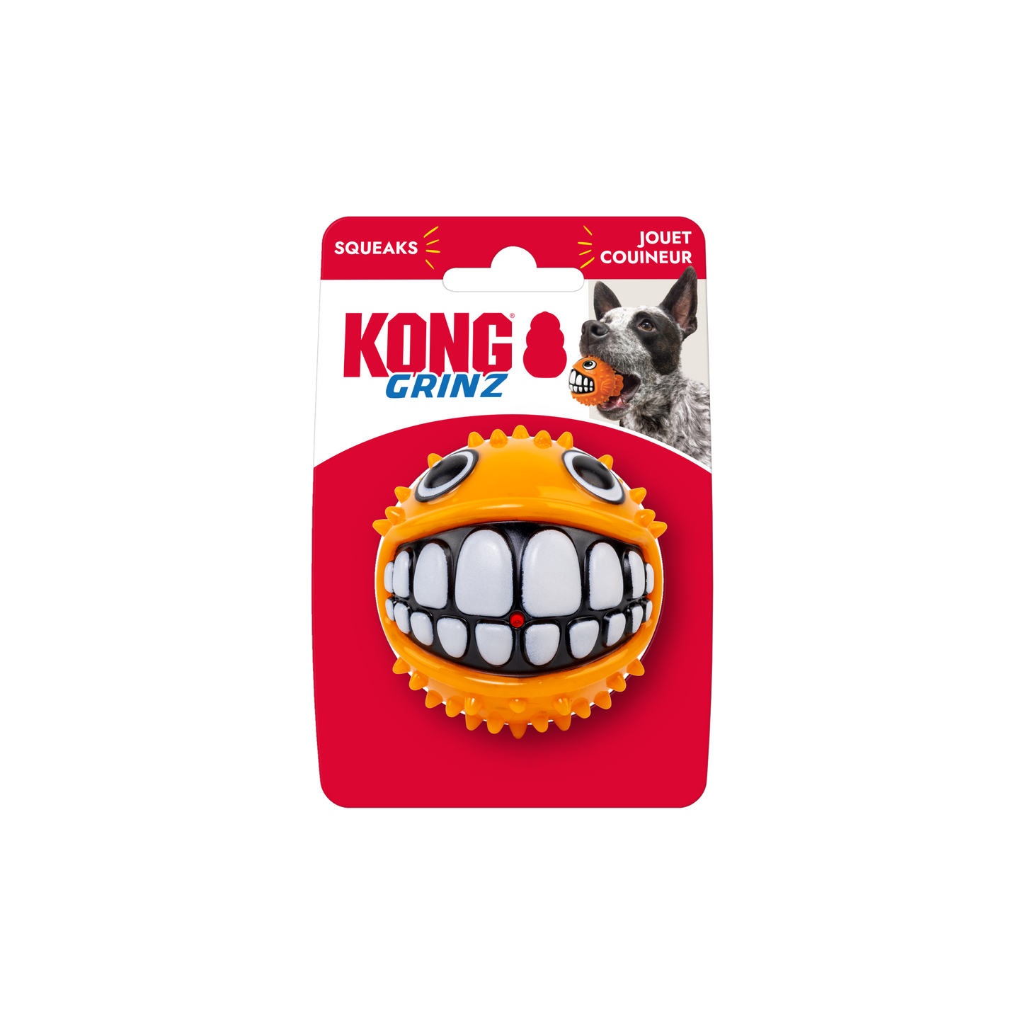 KONG Grinz Puffer Fish Dog Toy Orange Medium 035585492117