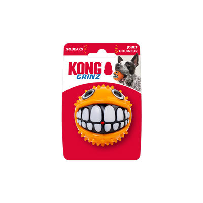 KONG Grinz Puffer Fish Dog Toy Orange Medium 035585492117