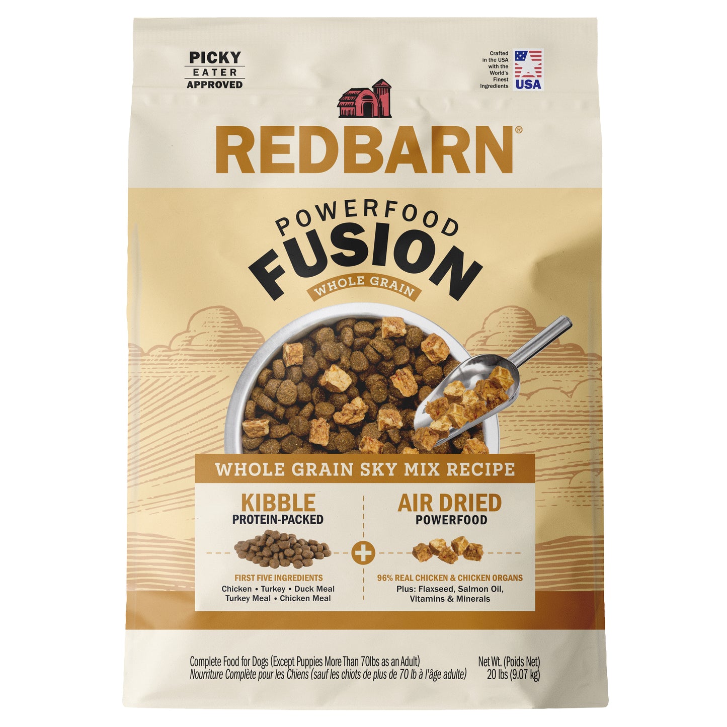 Redbarn Pet Products Powerfood Fusion Whole Grain Dry Dog Food Sky Mix Chicken 20 lb 785184120743