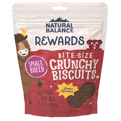 Natural Balance Pet Foods Rewards Bite-Size Crunchy Biscuits Small Breed Dog Treats Bison 8oz