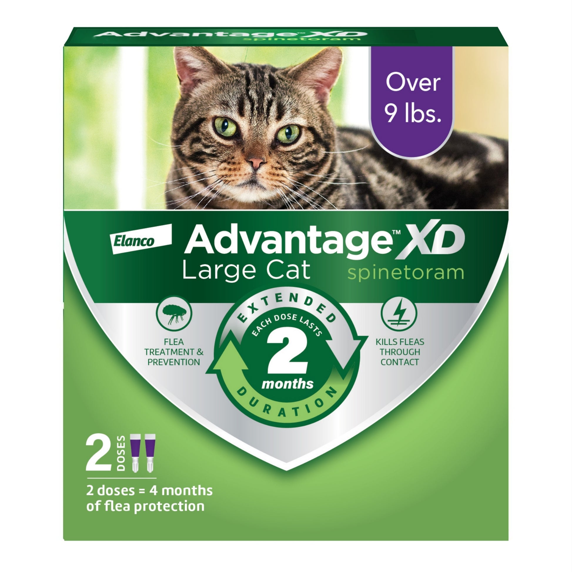 Elanco Advantage XD Topical Flea Protection for Cats 2 doses (4 months of protection) Large Cats (Over 9Lbs) 727804566432