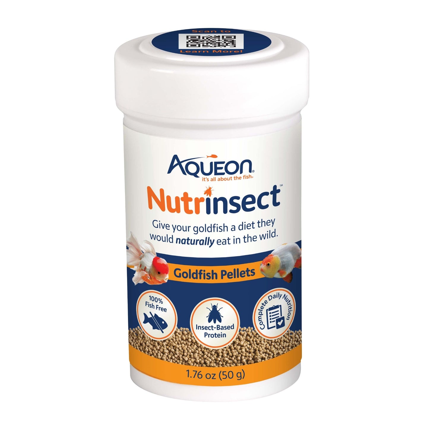 Aqueon Nutrinsect Fish-Free Fish Food Goldfish Pellets 1.76 oz 015905002417