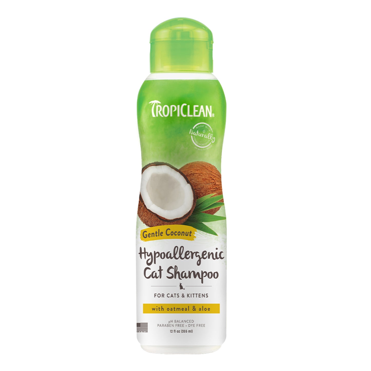 TropiClean Gentle Coconut Hypoallergenic Cat & Kitten Shampoo 12 oz 645095006096