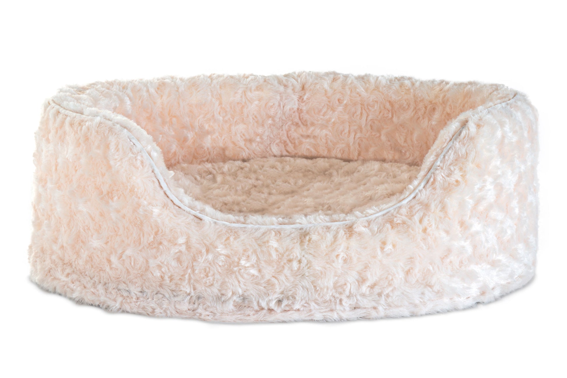 Fur Haven Pet Products Ultra Plush Faux Fur Oval Lounger Pet Bed Cream Small 815181022419