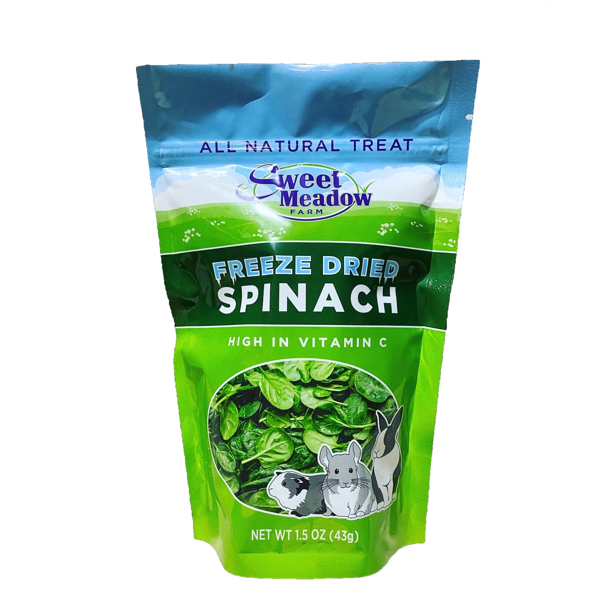 Sweet Meadow Farm Freeze Dried Spinach All Natural Small Animal Treat 1.5 oz 768803042015