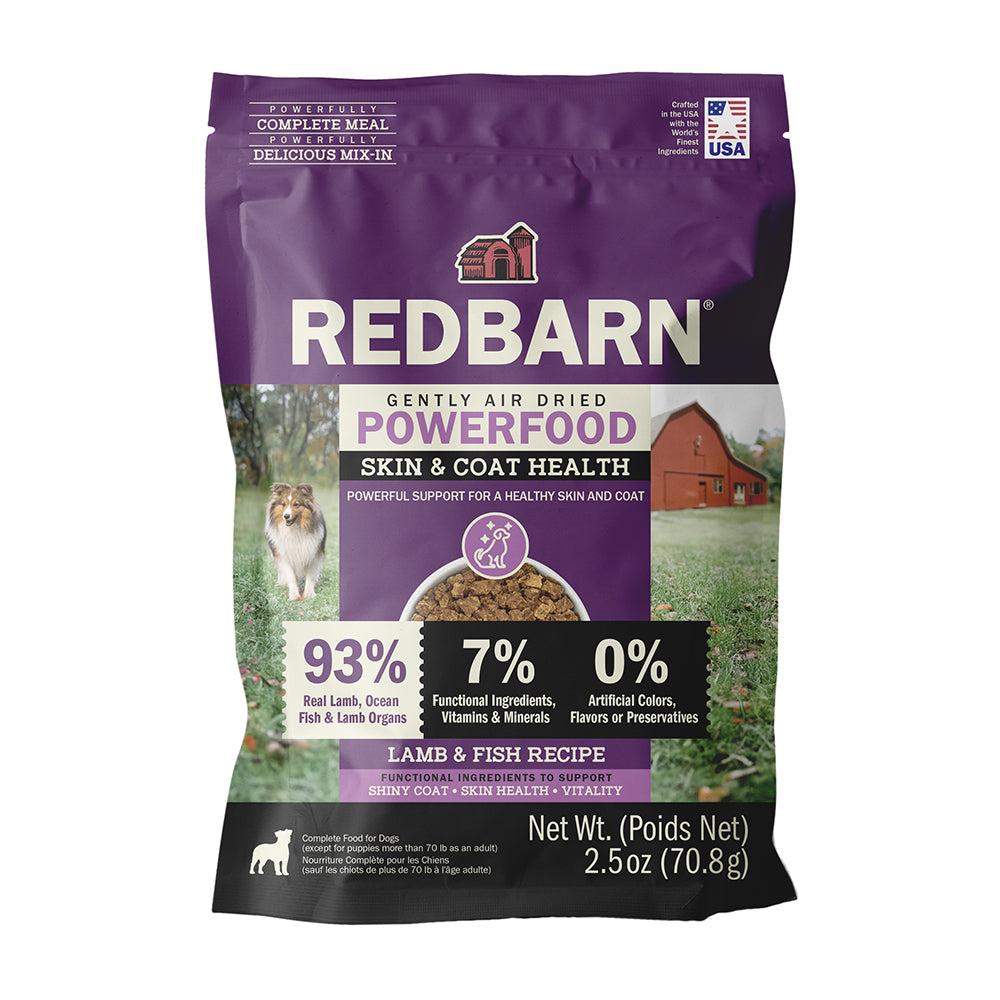 Redbarn Pet Products Gently Air Dried Powerfood Skin & Coat Health Dry Dog Food Lamb & Fish 12ea/2.5 oz, Sample 785184120606