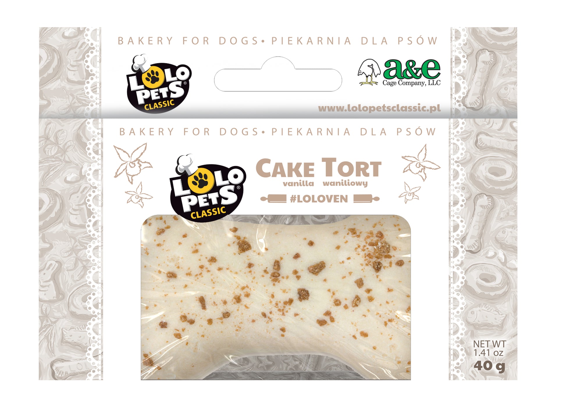 A & E Cages LoLo Pets Bakery Bone Shaped Dog Cake Treat Vanilla Mini 644472002188