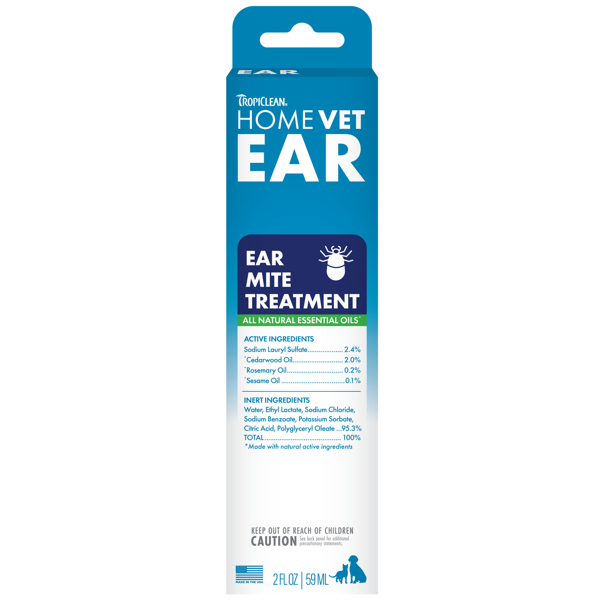 TropiClean HomeVet Ear Mite Treatment 2 oz 645095008823