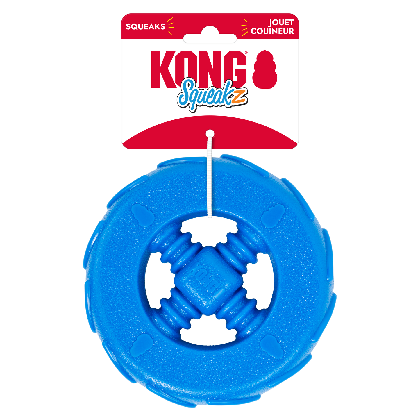 KONG Squeakz Wheel Dog Toy Blue Medium 035585014906