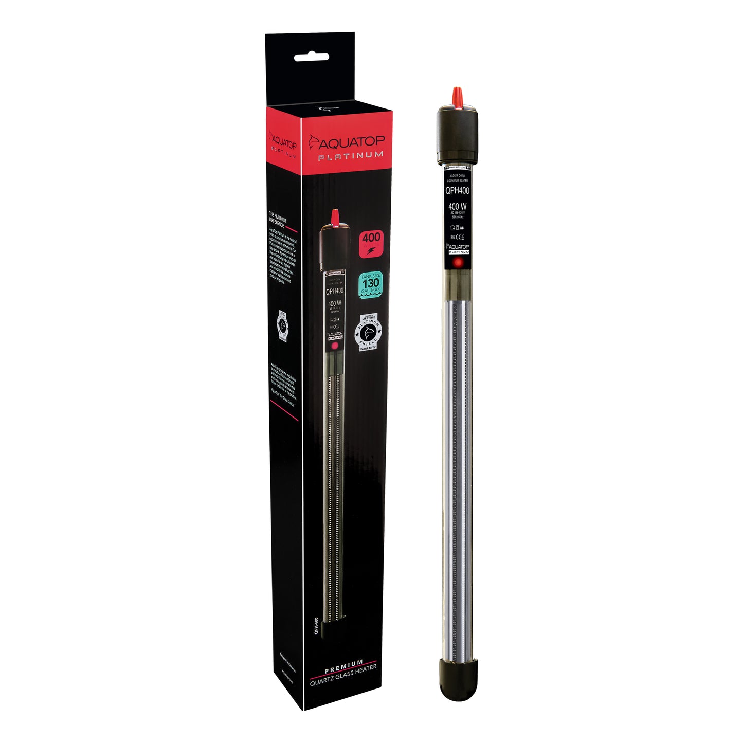 Aquatop Quartz Platinum Glass Heater 80-130 gal, 400 W 810281019567