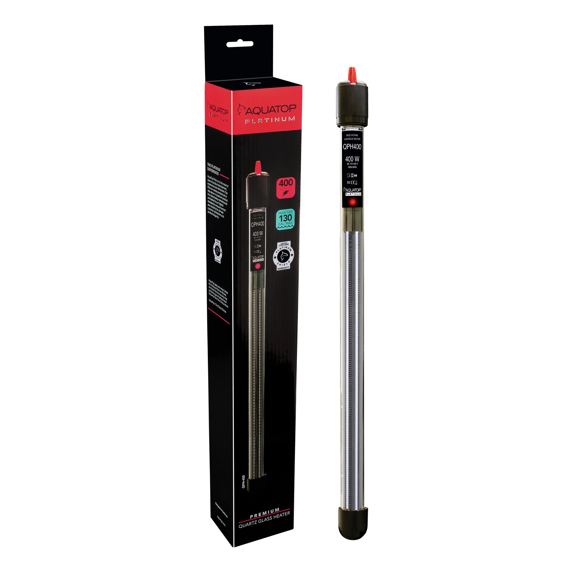 Aquatop Quartz Platinum Glass Heater 80-130 gal, 400 W 810281019567