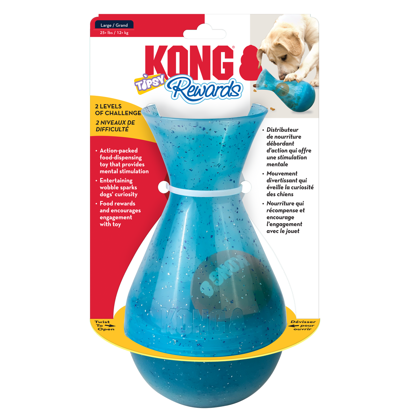 KONG Rewards Tipsy Treat Dispenser Dog Toy Large 035585529325