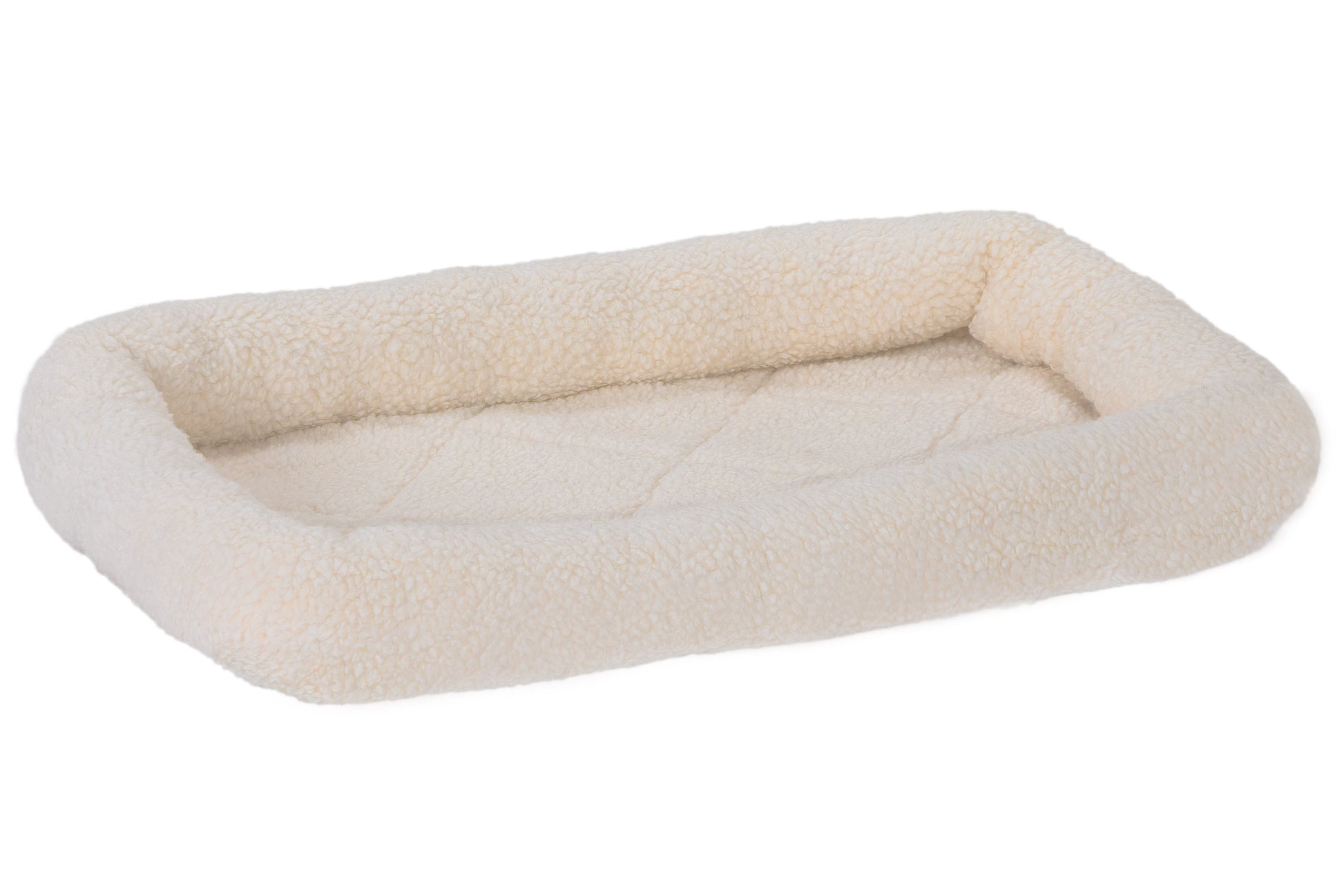 Fur Haven Pet Products Faux Lambswool Pet Crate Bolster Bed Cream X-Small, 22In X 13 in 842229132502