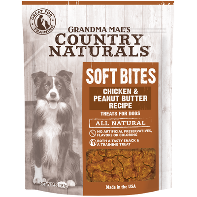Grandma Mae's Country Naturals Soft Bites Dog Treats Chicken & Peanut Butter 5 oz 856235007822