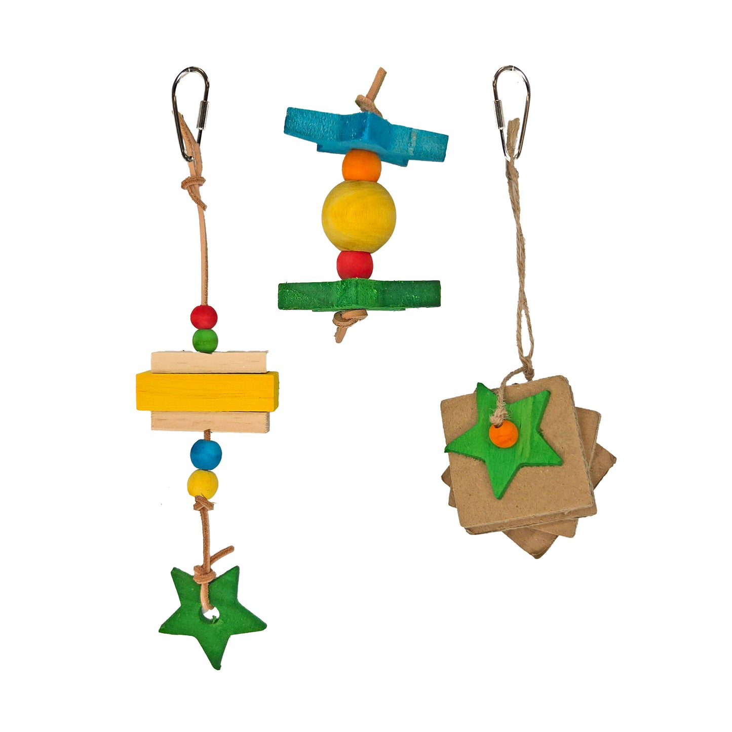 A & E Cages Happy Beaks Tiny StarsWood Variety Pack Bird Toy 644472992045