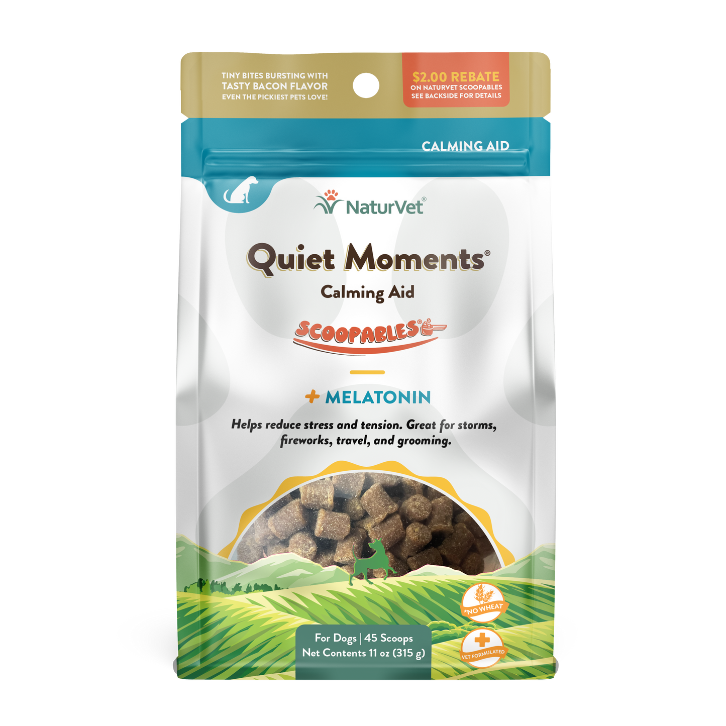 NaturVet Scoopables Quiet Moments Calming Aid +Melatonin For Dogs 11 oz 797801605441