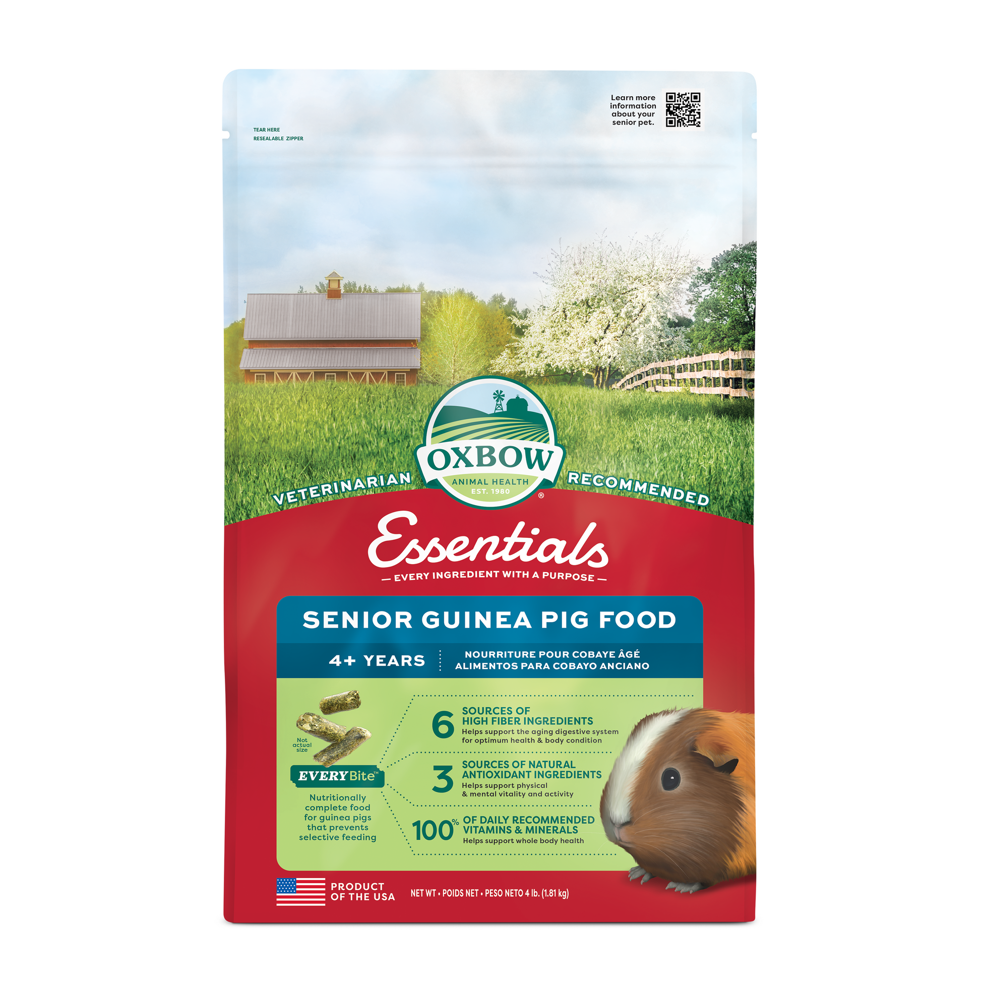 Oxbow Animal Health Essentials Senior Guinea Pig Food 4 lb 744845967998