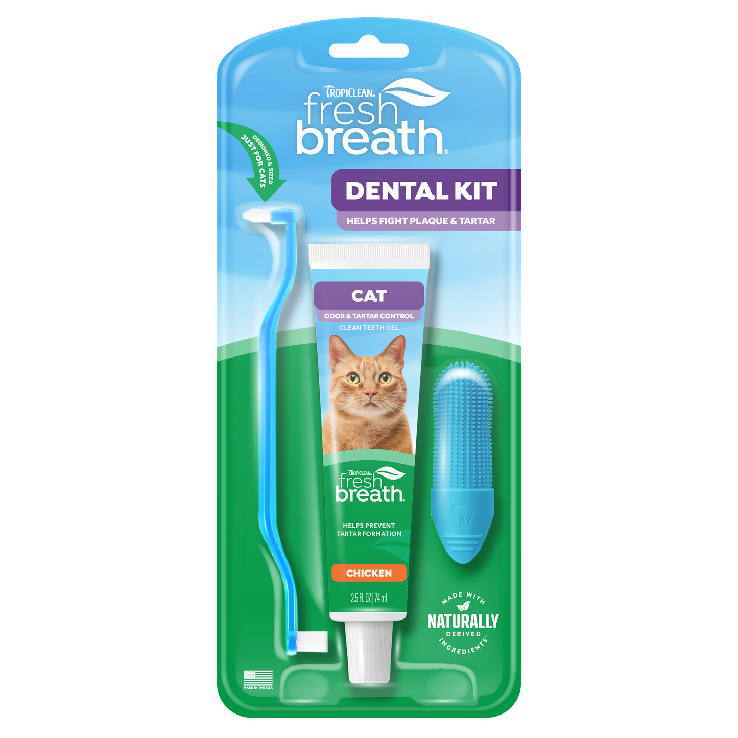 TropiClean Fresh Breath Chicken Dental Kit for Cats 3Pc, 2.5 oz 645095008731