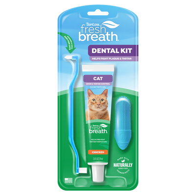 TropiClean Fresh Breath Chicken Dental Kit for Cats 3Pc, 2.5 oz 645095008731