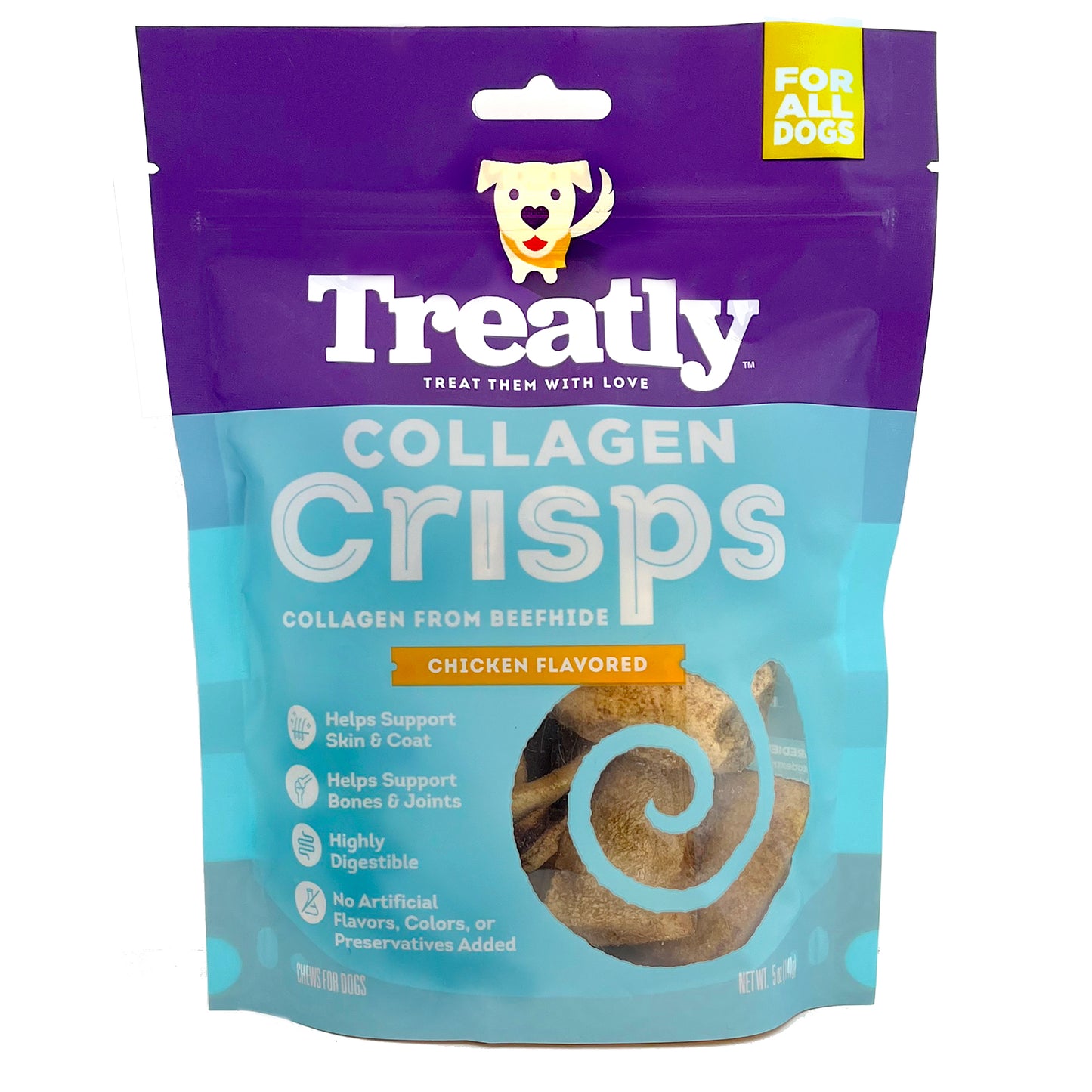 Treatly Collagen Crisps Dog Treats Chicken 5 oz 094983004407