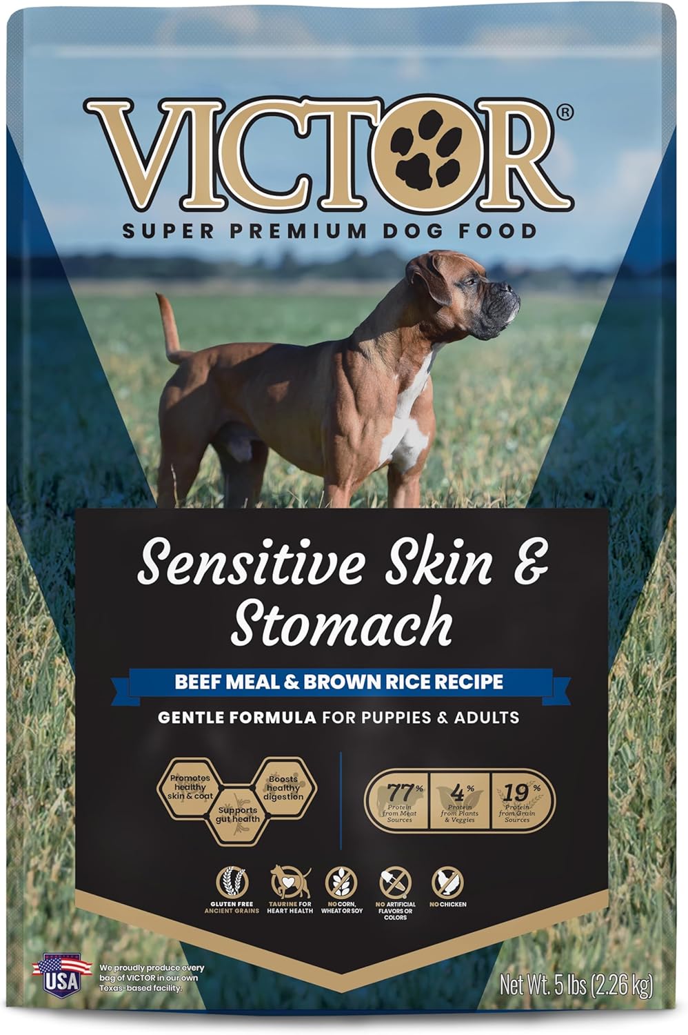 Victor Super Premium Dog Food Sensitive Skin & Stomach Beef & Brown Rice 5 lb 899944446360