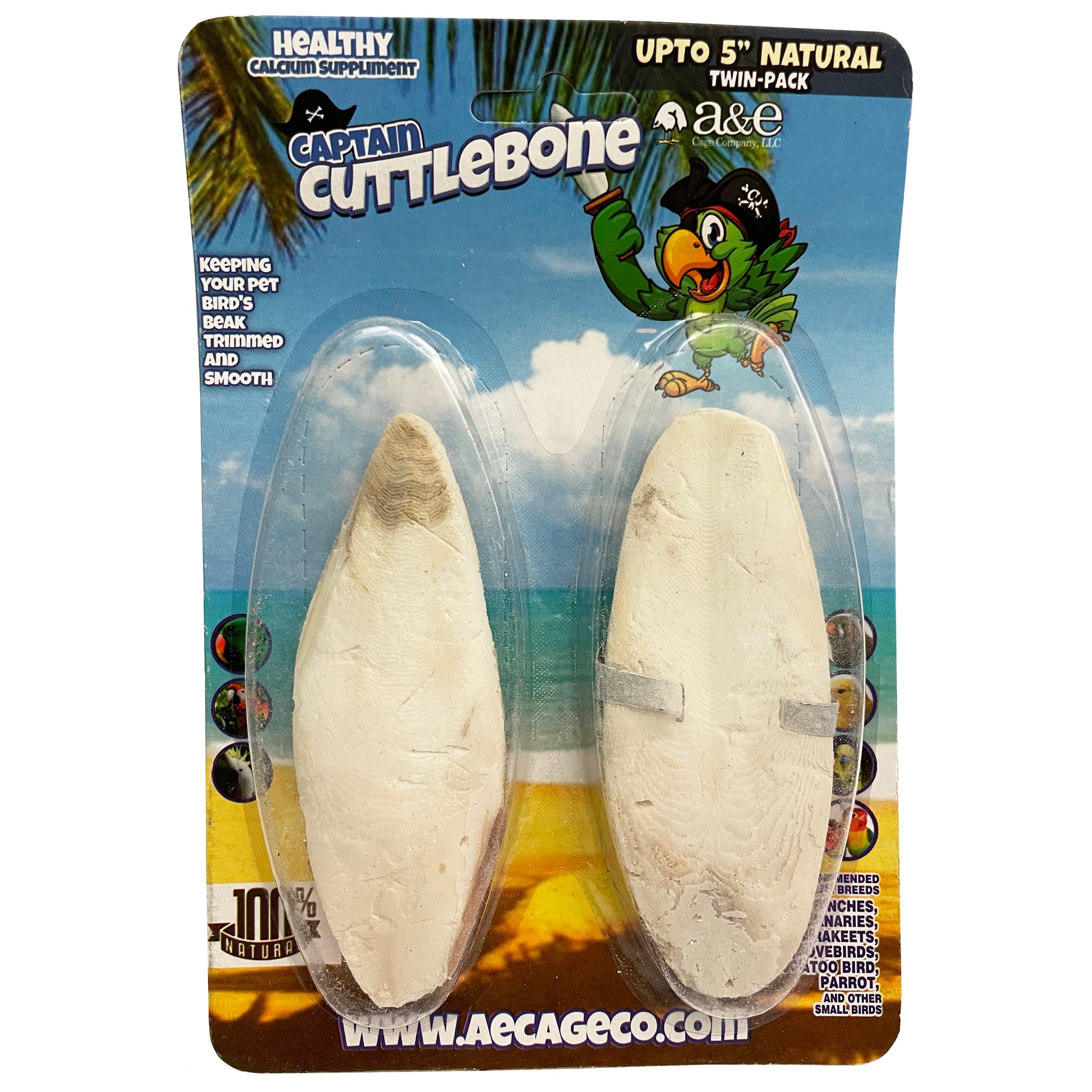 A & E Cages Natural Cuttlebone 5 in, 2 pk 644472017571
