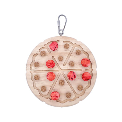 A & E Cages Happy Beaks Wood and Cork Pizza Bird Toy 644472992113