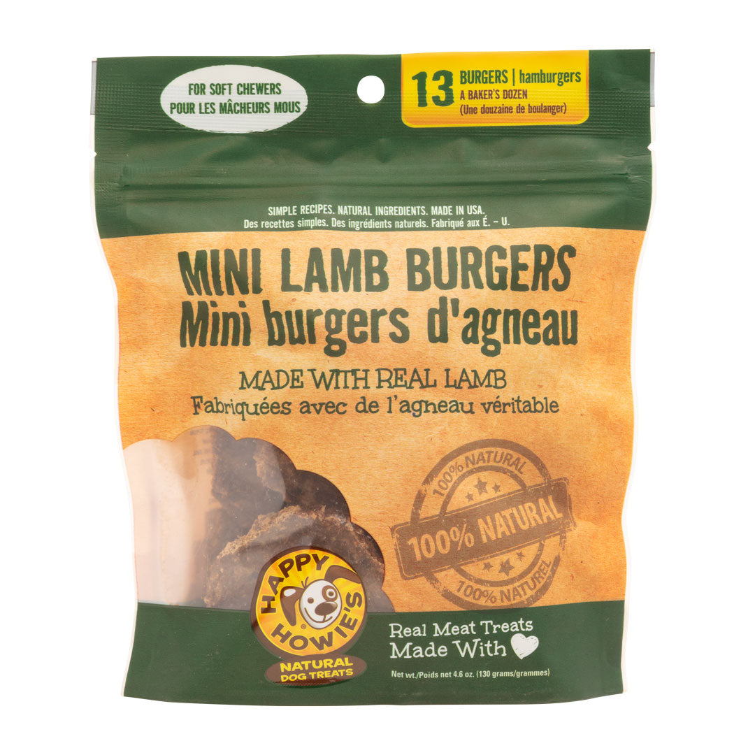 Happy Howie's Mini Lamb Burgers Dog Treats 2 in, 13 ct 749462120207