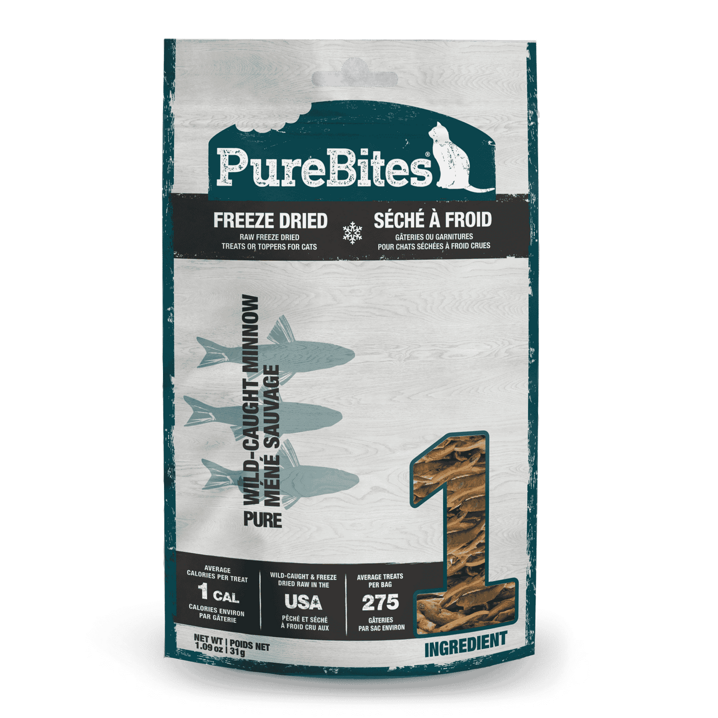 PureBites Freeze Dried Pure Cat Treats Wild-Caught Minnow 1.09 oz 878968001380