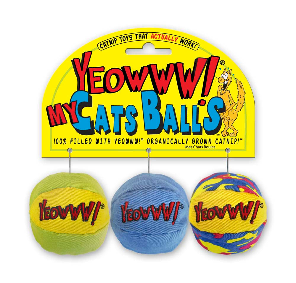 Yeowww! My Cats Ball Catnip Toy Multi-Color 2 in 3 Pack
