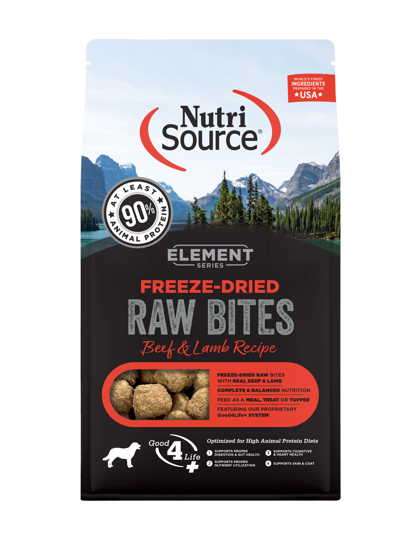NutriSource Element Freeze Dried Raw Bites Dry Dog Food Beef & Lamb 10 oz 073893300847