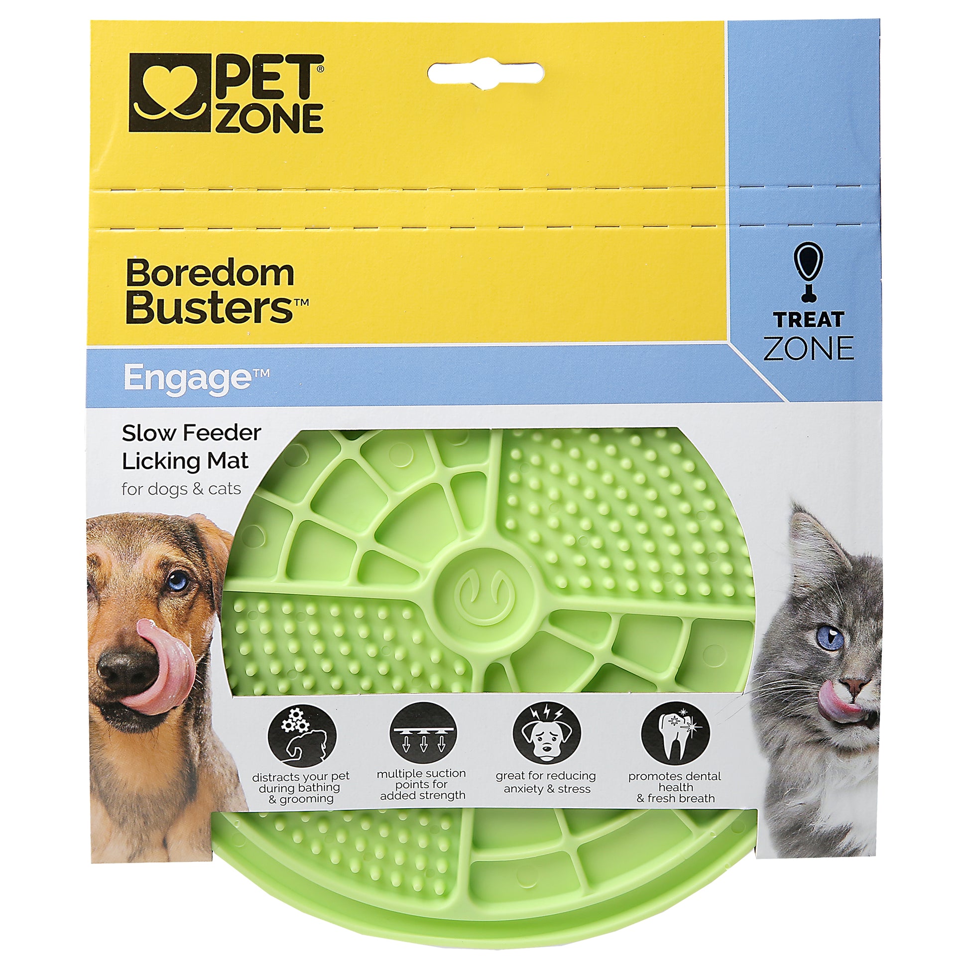 Pet Zone Products Boredom Busters Engage Slow Feeder Licking Mat Green 611403708082