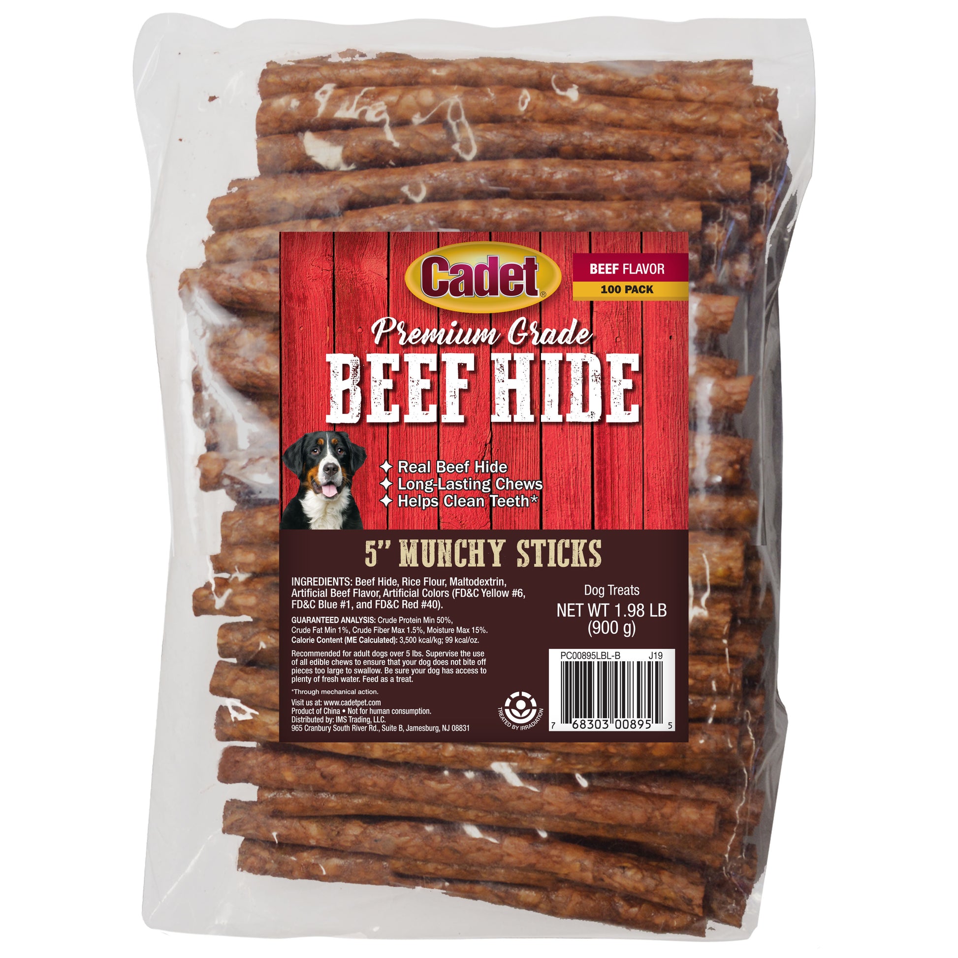 Cadet Premium Grade Munchy Beef Hide Sticks Beef 5 in (100 ct) 768303008955