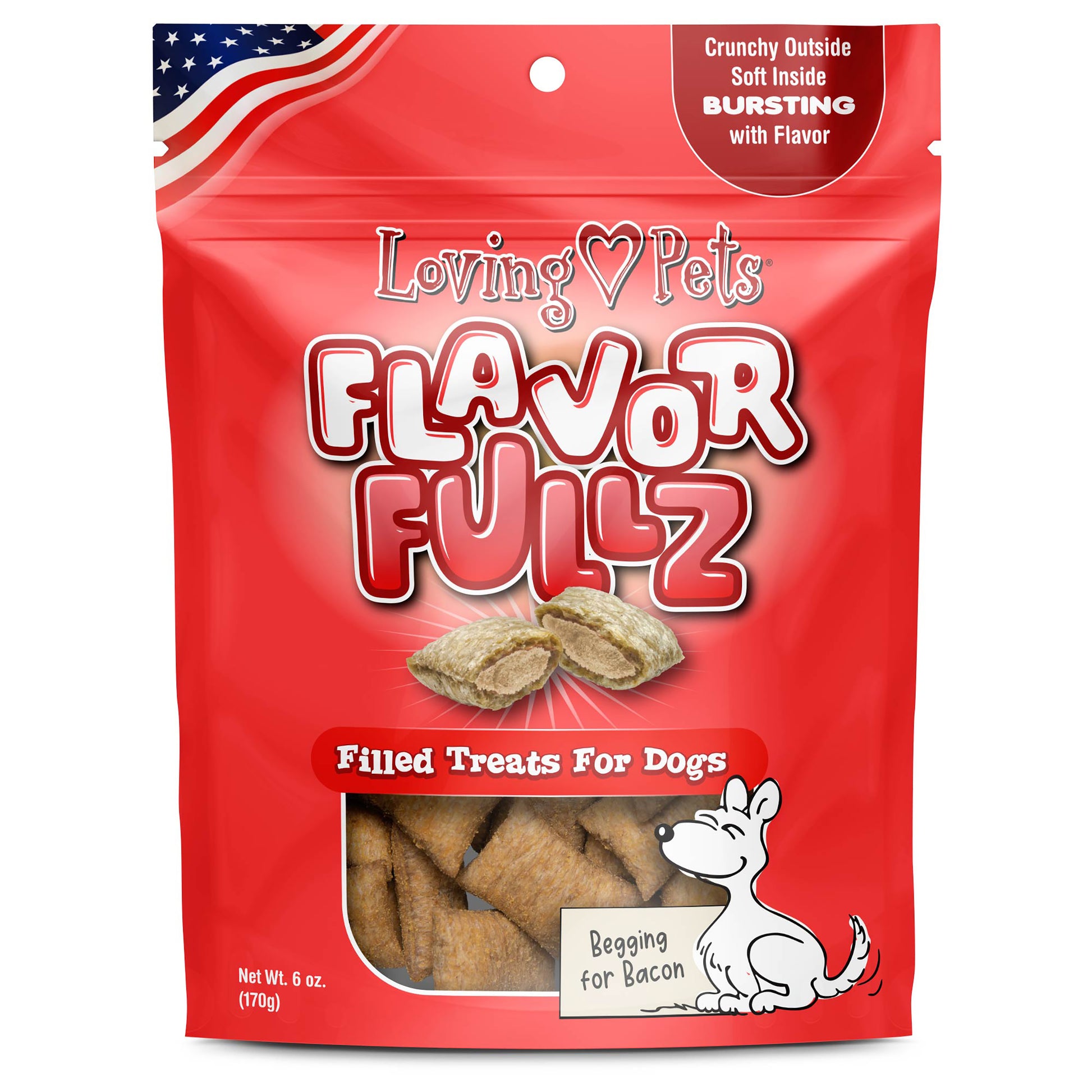 Loving Pets Flavorfullz Filled Dog Treats Bacon 6 oz 842982052314