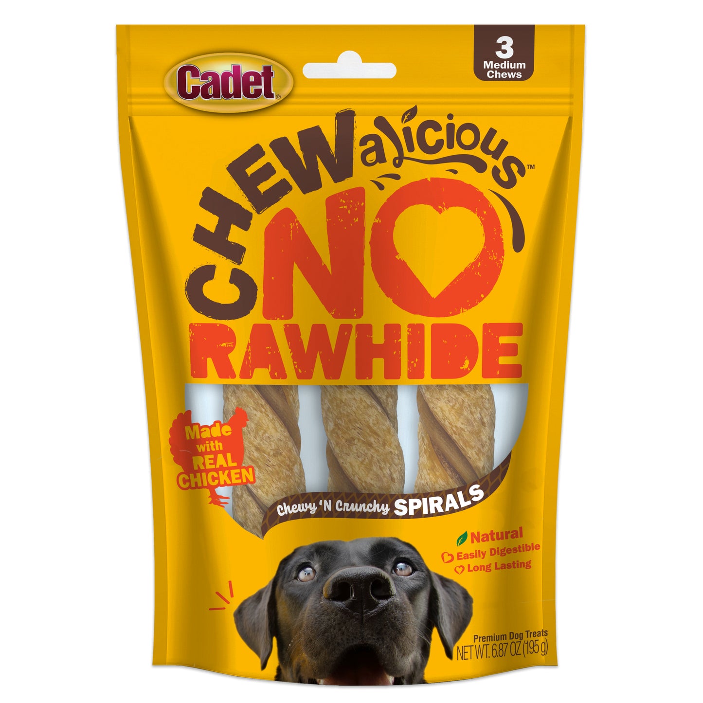 Cadet Chewalicious Chewy 'N Crunchy Rawhide-Free Natural Spirals Chicken (3 ct) 768303706004
