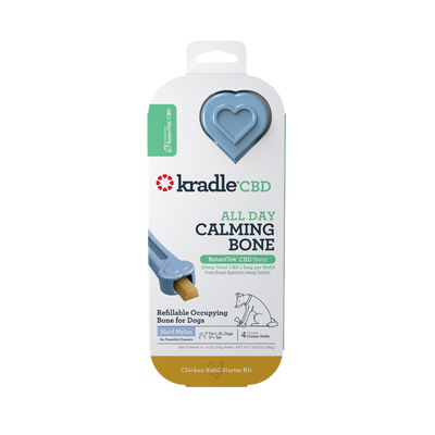 Kradle CBD All-Day Calming Nylon Bone w/Inserts 20mg Chicken Light Blue 8 in 850038315009