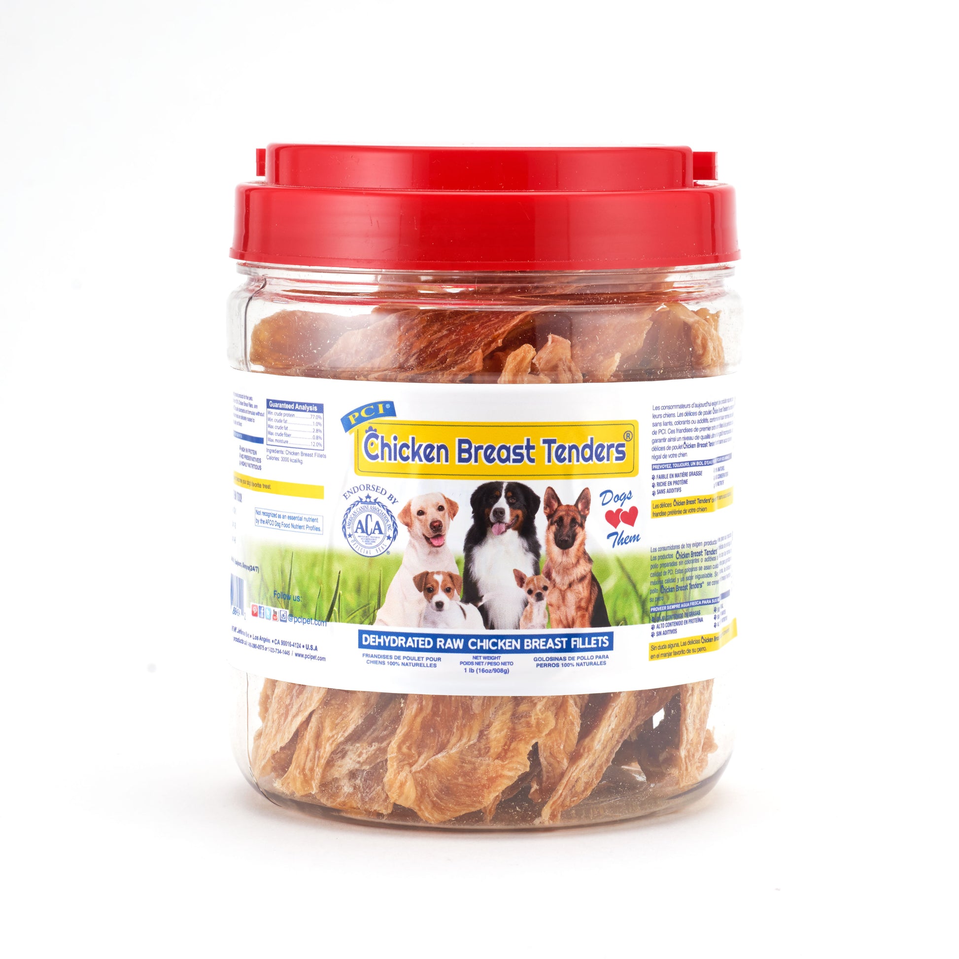 Pet Center Chicken Breast Tenders Dog Treat Canister 1 lb 727348884542