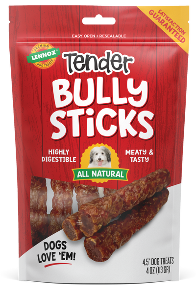 Lennox Tender Bully Sticks Dog Treat 4-5 in, 4 oz 742174825583