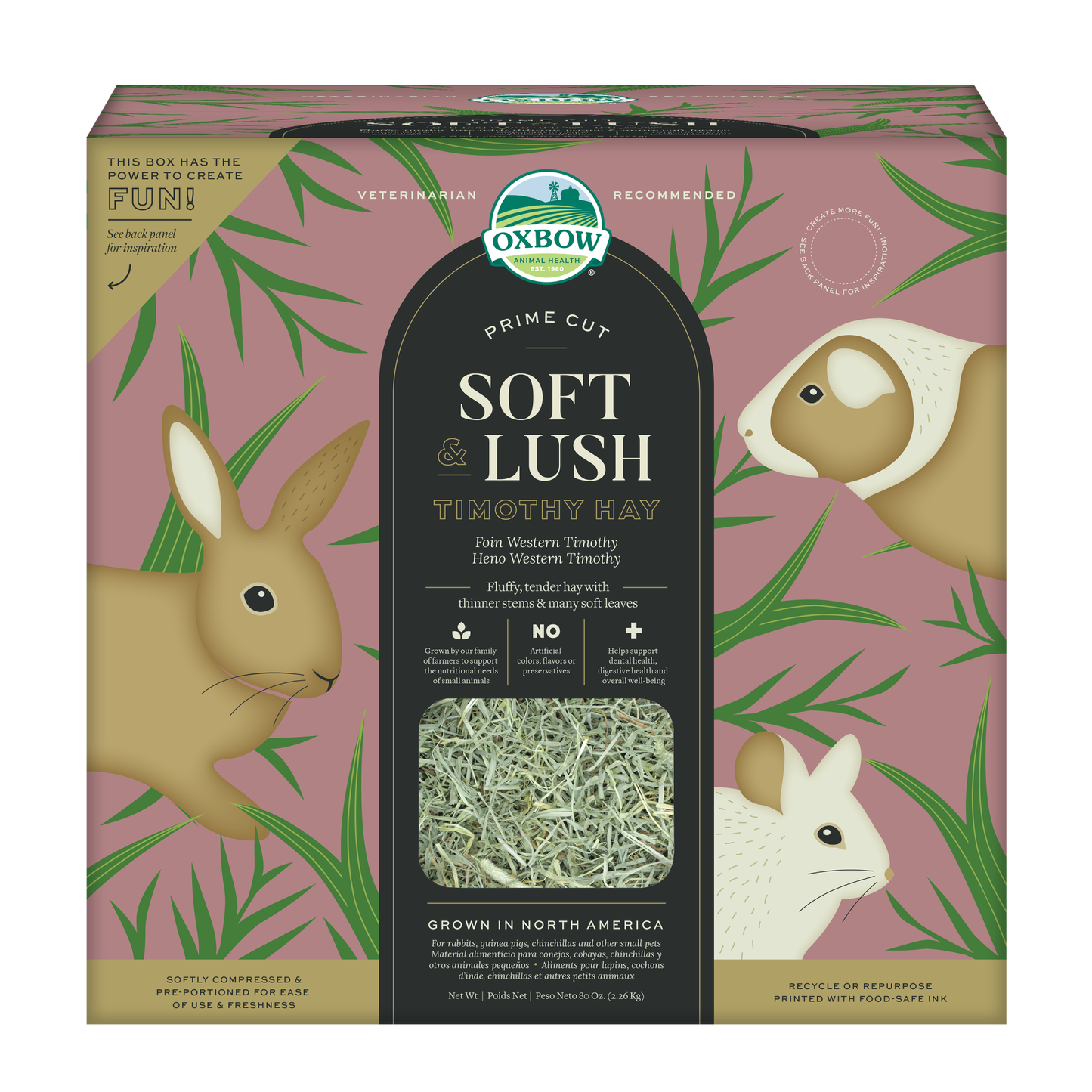 Oxbow Animal Health Prime Cut Soft & Lush Timothy Hay Small Animal Treat 80 oz 744845969190