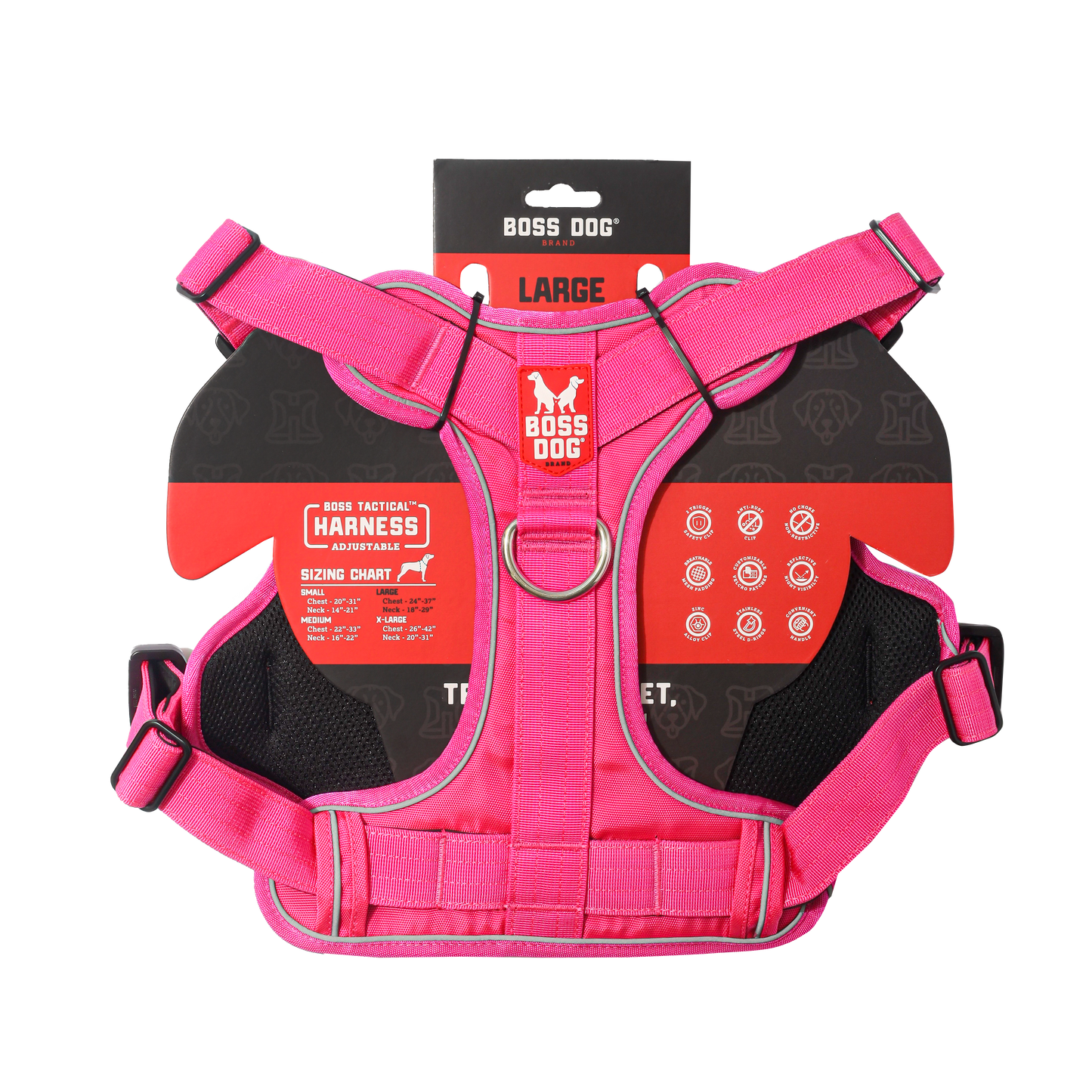 Boss Dog Tactical Dog Harness Hot Pink Large 850065051420