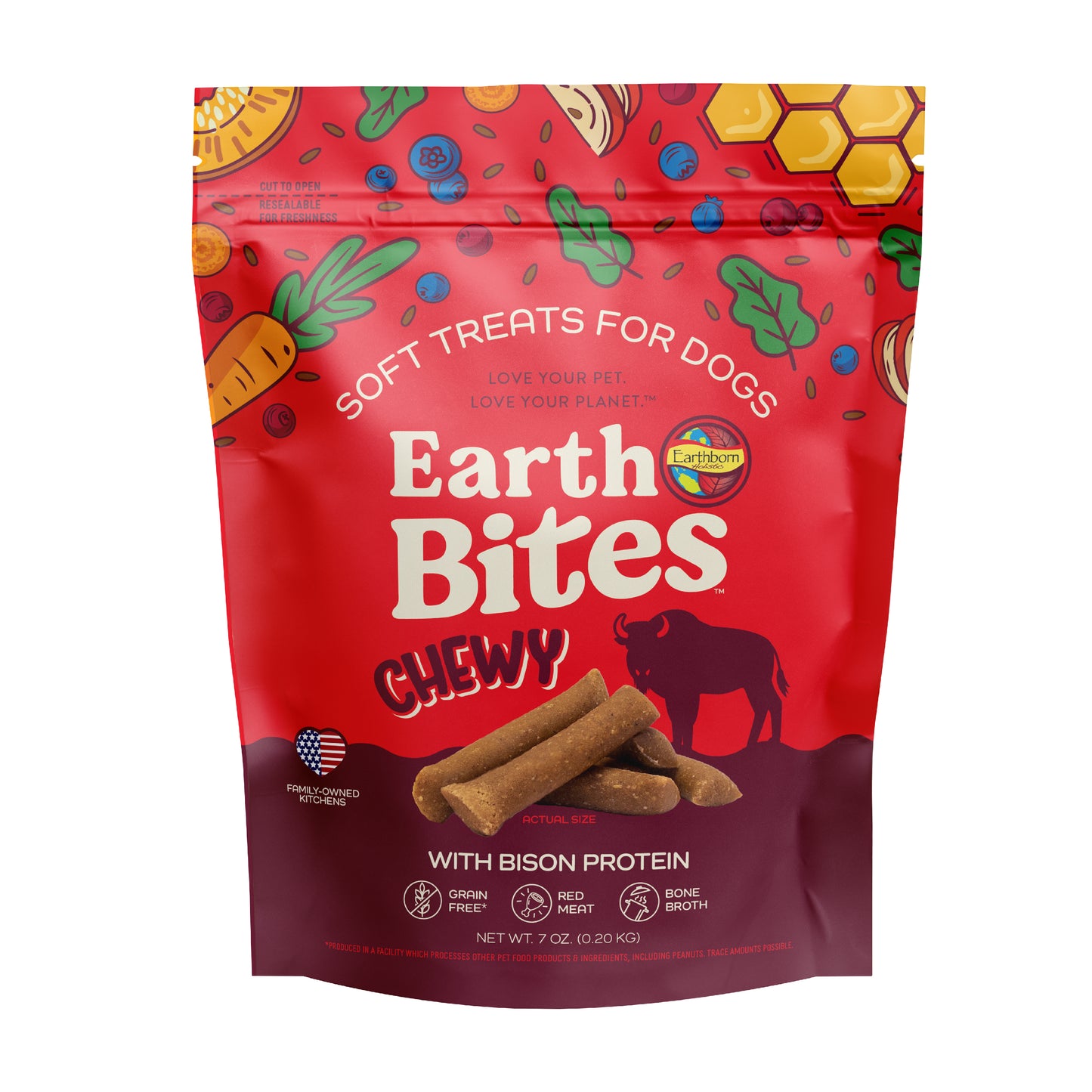 Earthborn Holistic EarthBites Chewy Soft Dog Treats Bison 7 oz 034846723830