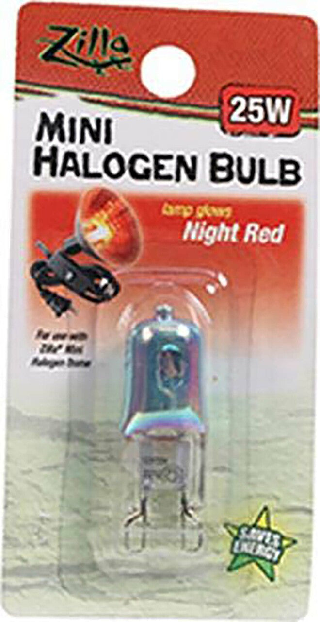 Zilla Light & Heat Mini Halogen Bulbs Night Red 25 Watts