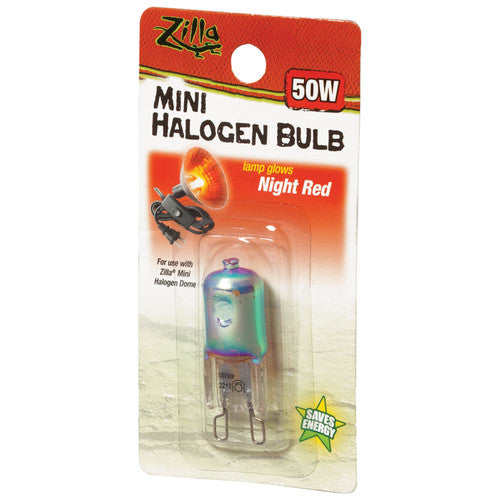 Zilla Light & Heat Mini Halogen Bulbs Night Red 50 Watts - Reptile